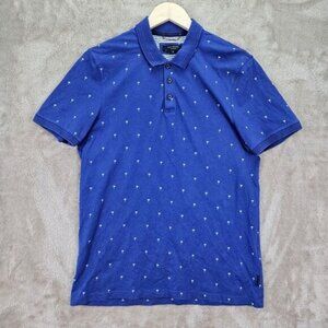 Ted Baker Golf Polo Shirt Blue All Over Print Cotton Short Sleeve Men's Size 3